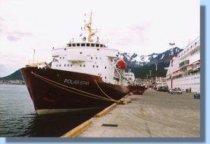 The Polar Star moored in the harbor of Ushuaia