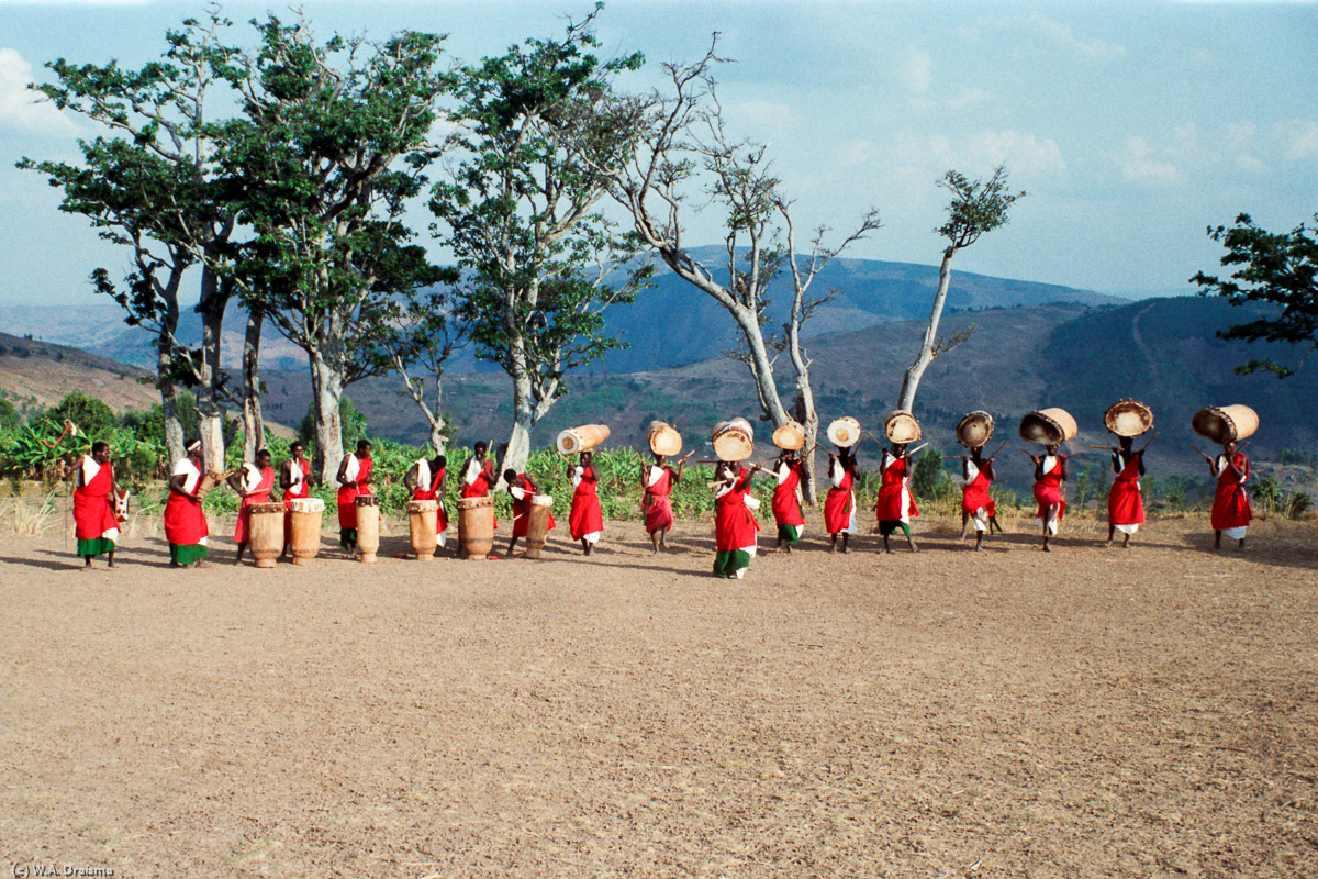 All drummers line up in front of us.