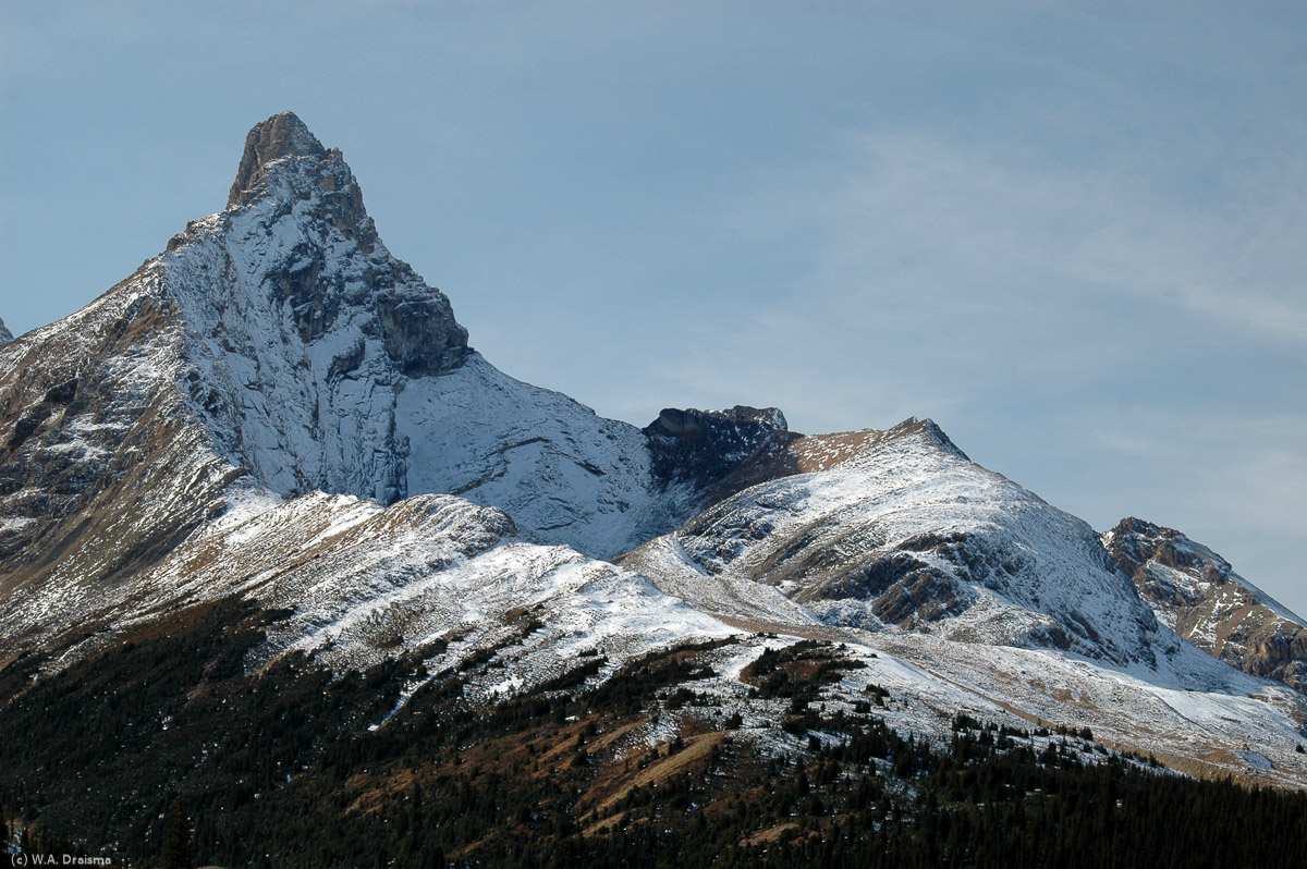 The 3060m high Hilda Peak immediately east of Mount Athabasca as seen from Parker Ridge.