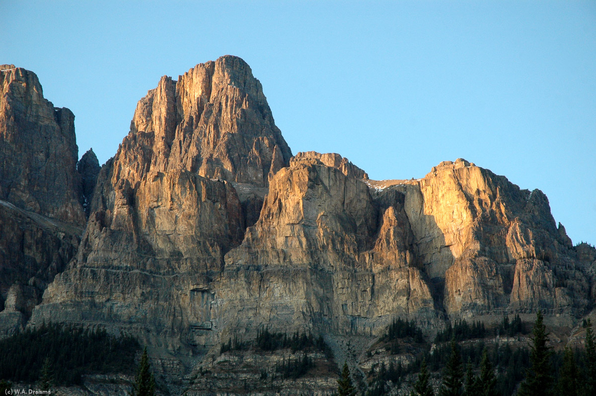Castle Mountain is, according to legend, the home of Chinook, the warm, dry winter wind that makes the snow melt.
