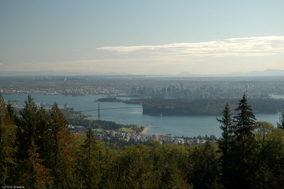 The mountains of West Vancouver offer panoramic views over downtown Vancouver, Stanley Park and the Lions Gate Bridge.