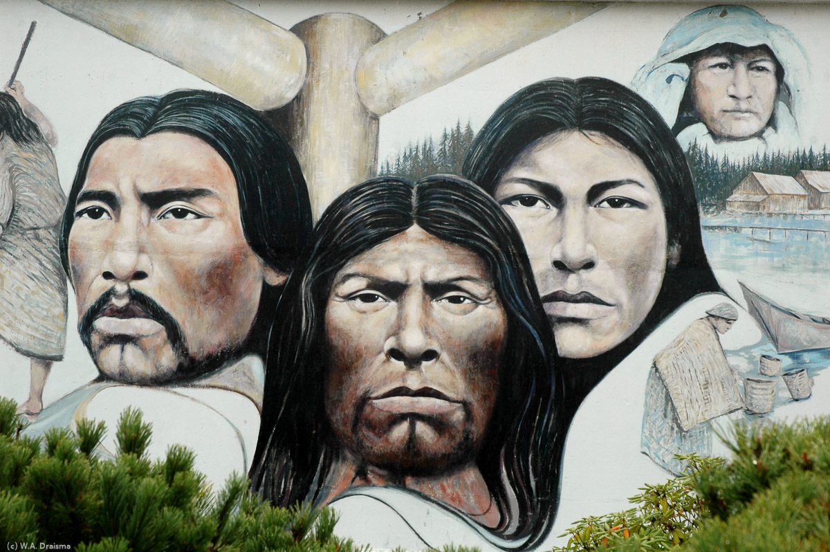 Next stop along the road is Chemainus. This small town has converted from a traditional milling town to a tourist destination because of its murals. Paul Ygartua depicted Chemainus' native heritage in this 1983 mural.