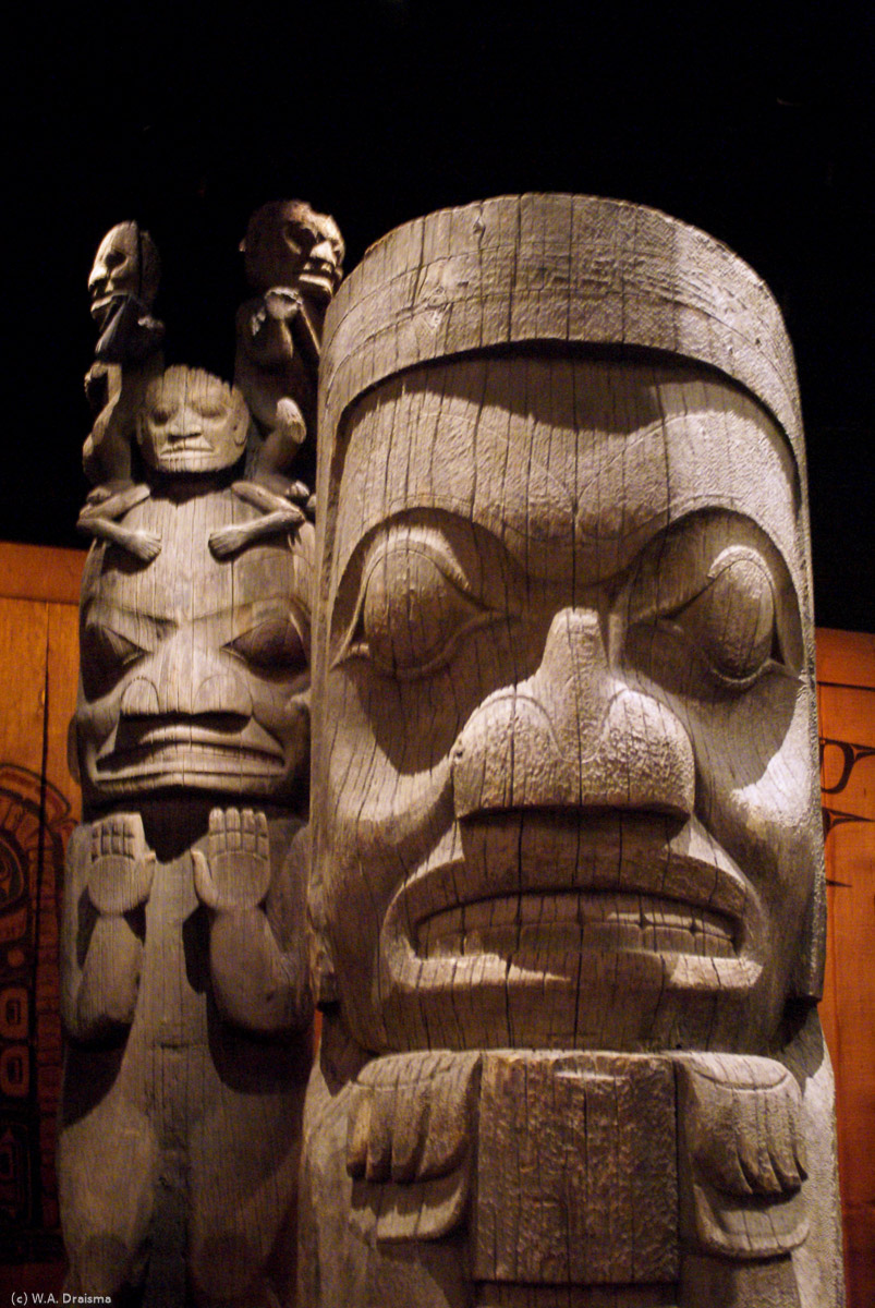Two more totem poles inside the museum's Human History Gallery.