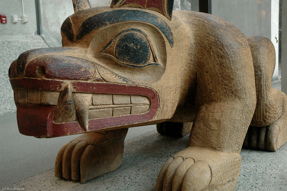 This large sculpture of a Haida Bear, carved by Bill Reid in 1963, stands in the Great Hall of the museum.
