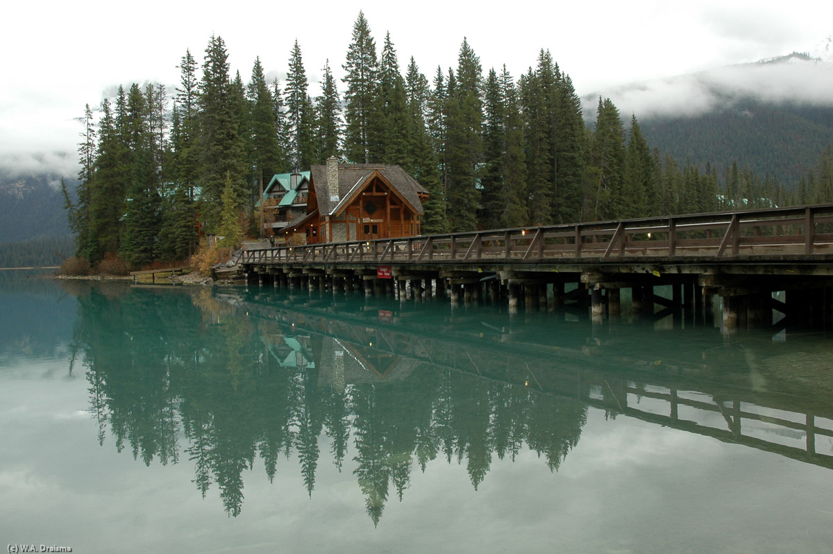 Emerald Lake in Yoho National Park was discovered in 1882, when famed mountain guide Tom Wilson was led lakeside while rounding up a group of horses that had gone astray.