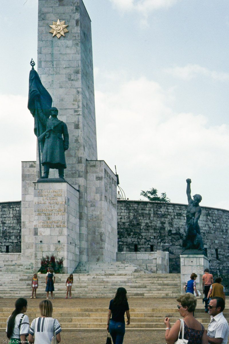 Gellért Hill with the Red Army Soldier Statue in front of the Liberation Monument. Today the statue is in Memento Park, an open-air museum dedicated to Hungary’s Communist period.
