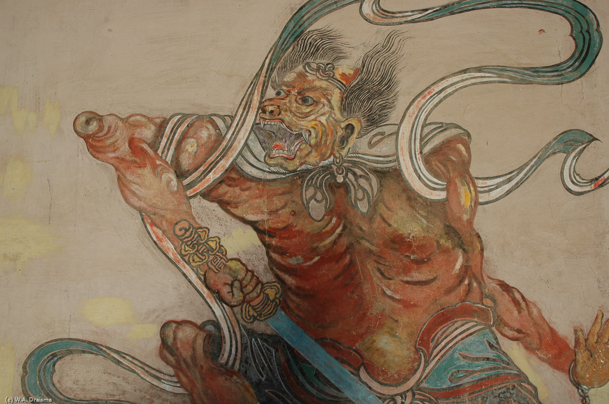 And with a last view on one of the beautiful murals we leave the temple and travel back to Sariwon for a visit to Folk Customs Street, aimed at showing the traditions and customs of the Korean nation.