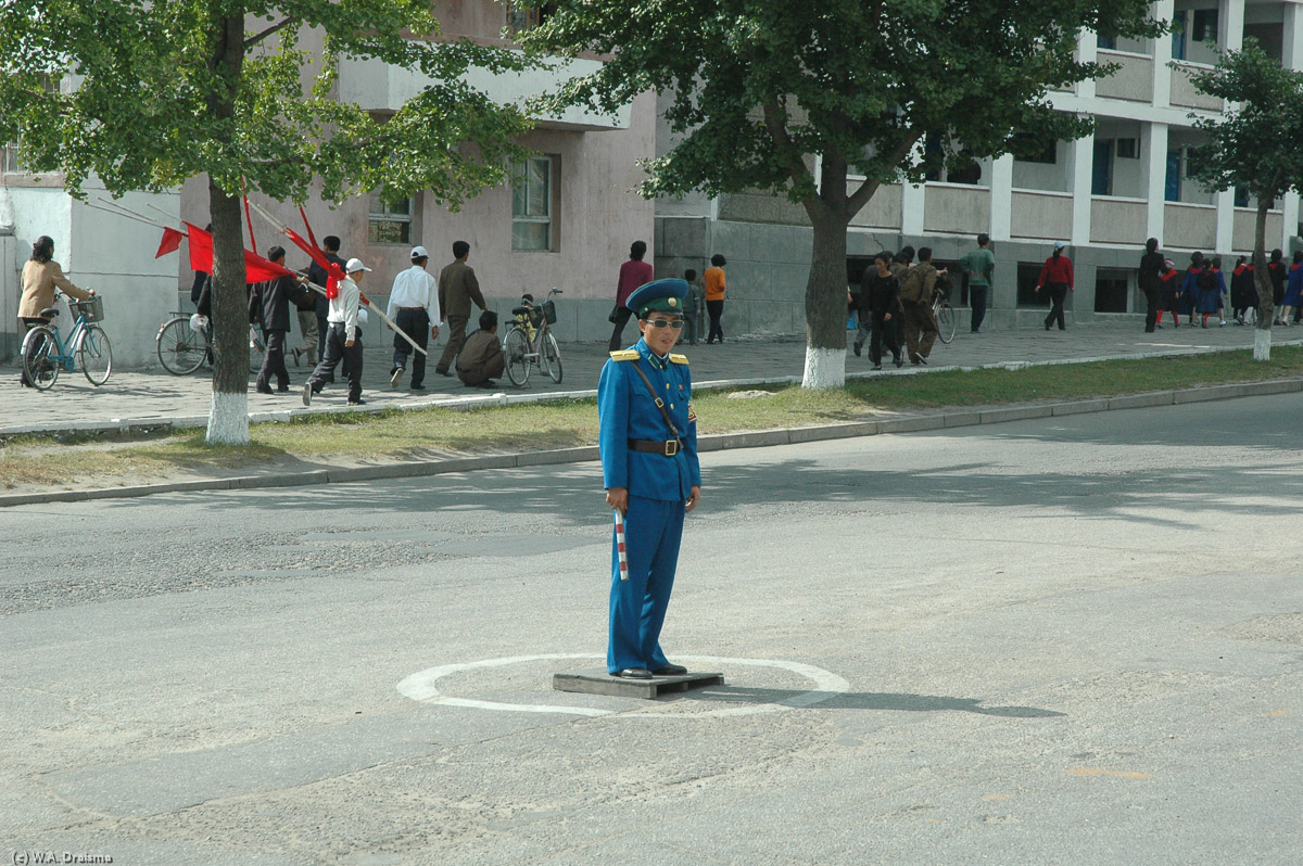 As in other North Korean cities the streets are well guarded by traffic wardens. If only there would be cars.