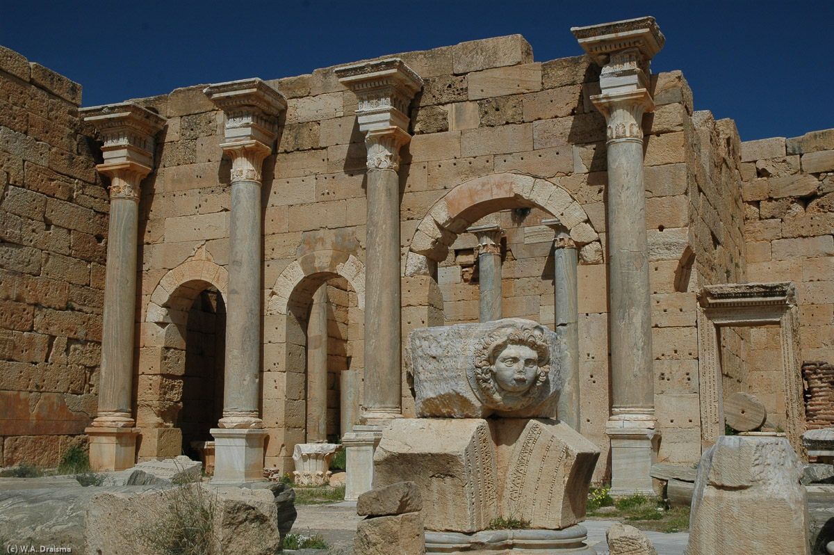 Following his victory over the Parthians in AD 202-203 Septimus Severus returned to his native city with a grand vision to turn Leptis Magna into a city that rivalled imperial Rome. This involved reconfiguring the heart of the city, moving it away from the old forum to the new one that bore his name.