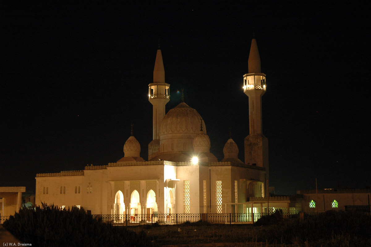The Bilal Mosque by night.