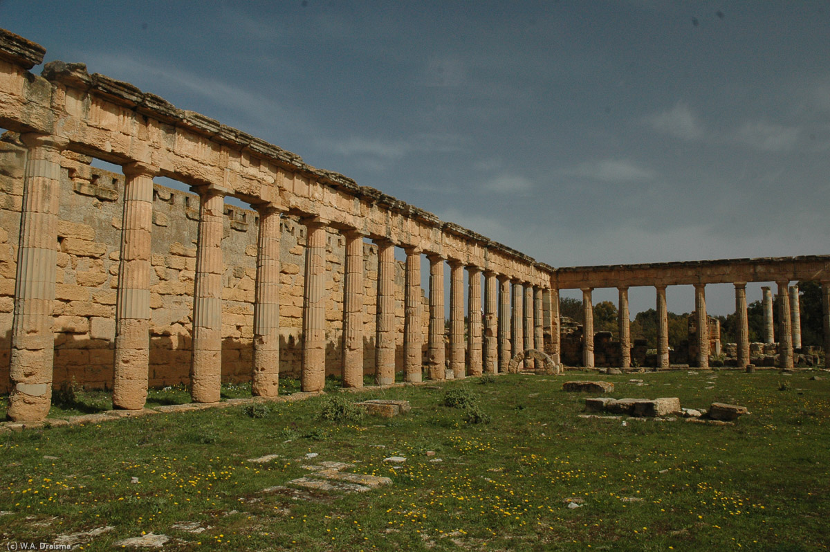 The Gymnasium was originally built by the Greeks in the 2nd century BC as the major sporting building of Cyrene. In the 1st century AD it was converted into a forum by the Romans to be used for political meetings.