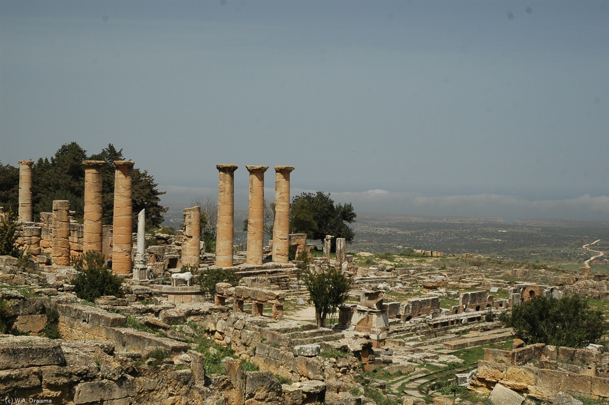 The Temple of Apollo was one of Cyrene's earliest temples. The foundations date from the 6th century BC but the temple as it is visible now is essentially a 2nd century AD Roman building in Greek Doric style.