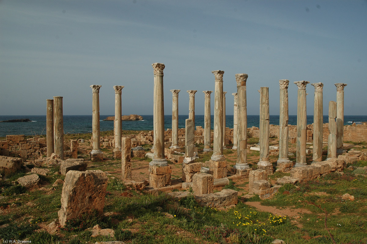 The Eastern Church once was the biggest church in Cyrenaica. Only a couple of cipolin columns remain standing today. The marble was shipped from the Greek island Paros while the granite slabs came from Egypt.