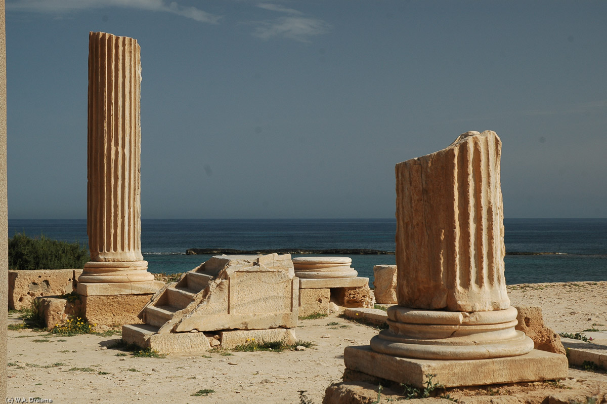 Like the other cities of the Tripolis, Sabratha's heyday was during the reigns of the four Roman emperors Antoninus Pius (AD 138-61), Marcus Aurelius Antoninus (AD 161-80), Lucius Aelius Aurelius Commodus (AD 180-92) and Septimus Severus (AD 192-211).