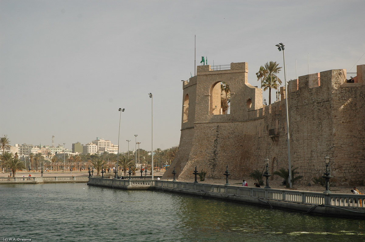 Assai al-Hamra, or Tripoli Castle, was built on the site of the Roman castrum, but probably not before the Arab invasion of AD 644. Defensive walls and towers were added in the 16th century by the Spaniards and the Knights of St. John of Malta while most of the castle's interior dates from the time of the Karamanlis (1711-1835).